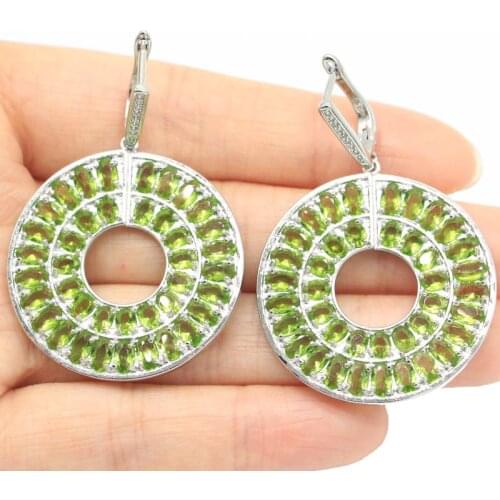 43x21mm SheCrown Romantic Created Rich Blue Aquamarine CZ Gift For Ladies Silver Earrings