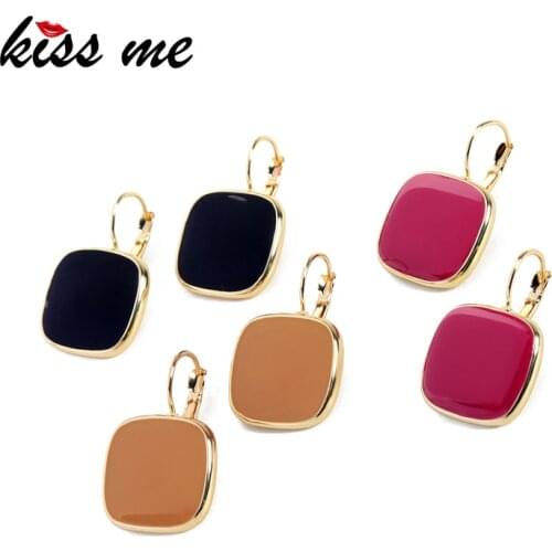 Kissme Square Alloy Enamle Dangle Earrings Korean Fashion 3 Colors Handmade Women Earrings Imitation Jewelry