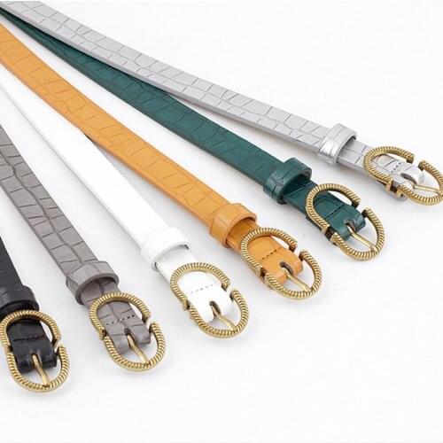 Women Belt Imitation Leather Alloy Pin Buckle Belt Stone Pattern Fashion Lizard Pattern Decorative Jeans Women Belt