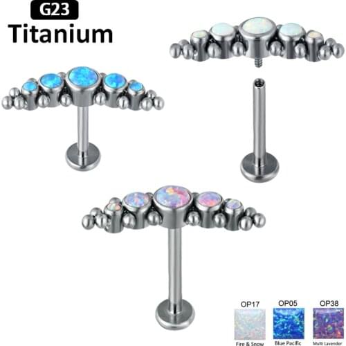 1PS New G23 Titanium Opal fund sell like hot cakes inside the circular shaped style stud Lip ear bone stud ear Piercing Jewelry