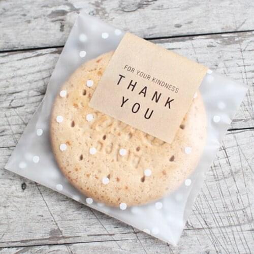 100pcs/lot Plastic Cookie Packaging Gift Bags Cute Dots Cupcake Wrapper Self Adhesive Bags Birthday Christmas Party Gift bags