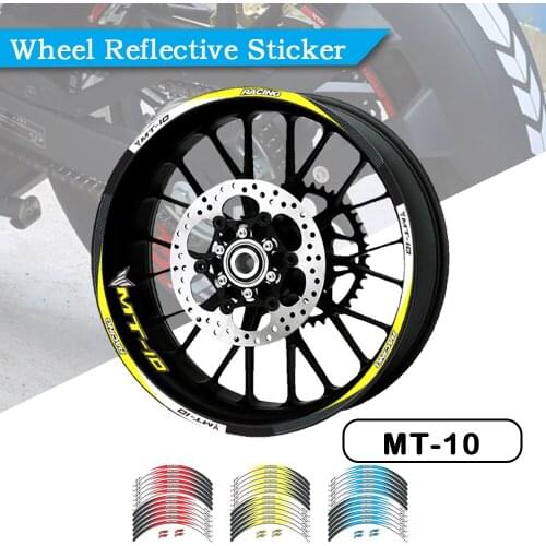 Motorcycle 12 Strips Sticker Decals Reflective Waterproof Wheel Decals For YAMAHA MT10 FZ10 MT 10 2016-2018