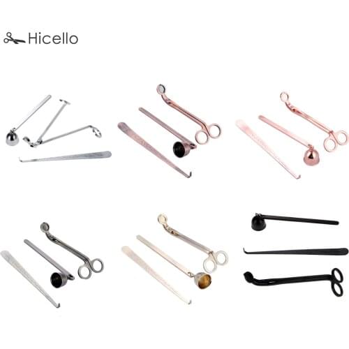 3pcs/set Candle Accessories Snuffer Trimmer Hook scissors Stainless Steel Wicks Dipper Cover Home Decoration Gold Silver Bronze