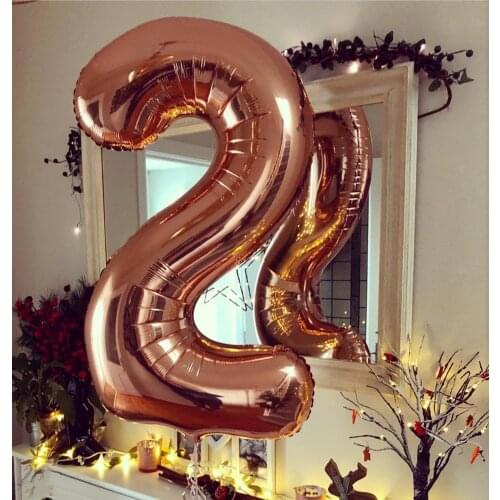40inch Number 2 Baby Shower rose Gold Silver Pink black Digit Helium Balloon 2st Birthday Party Decor Supplies Balloons
