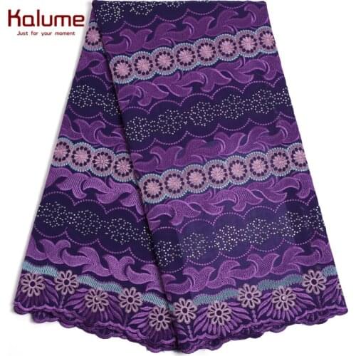 Kalume African Swiss Cotton Lace Fabric 2021 High Quality Swiss Voile Cotton Lace Fabric Stones Nigerian Swiss Voile Fabric 2213