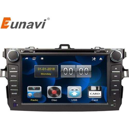 Eunavi 2 din car dvd player for Toyota Corolla 2007 2008 2009 2010 2011 2din Car Radio 8'' autoradio stereo with GPS Navigation