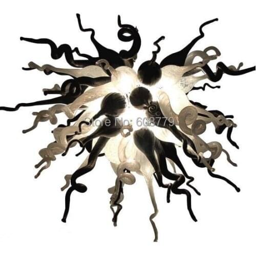Free Shipping 120v/240v LED Bulbs Black and White Murano Glass Chandeliers for Dining Room
