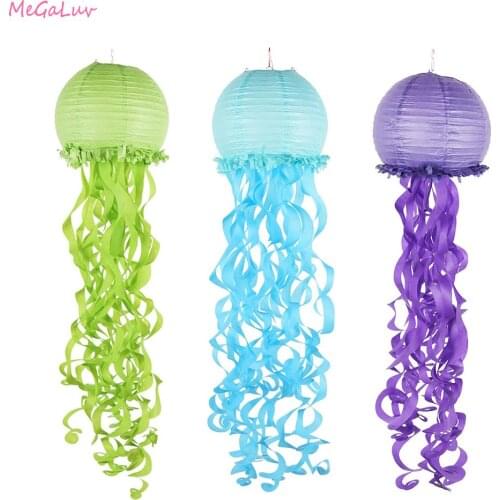 Paper Jellyfish Lantern Ornament Children Birthday Honeycomb Ball Tissue Hanging Decoration Mermaid Party Theme Supplies