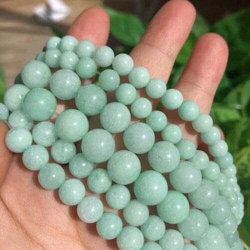 4 6 8 10 12 mm Natural Blue Amazonite Beads Round Loose Stone Beads for Jewelry Making DIY Earring Bracelet Necklace 15 inches