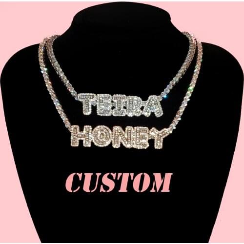 Iced Out CZ Tennis Chain Custom Name Necklace Bling Diamond Choker Chain Women Hot Popular Accessories Personalized Jewelry