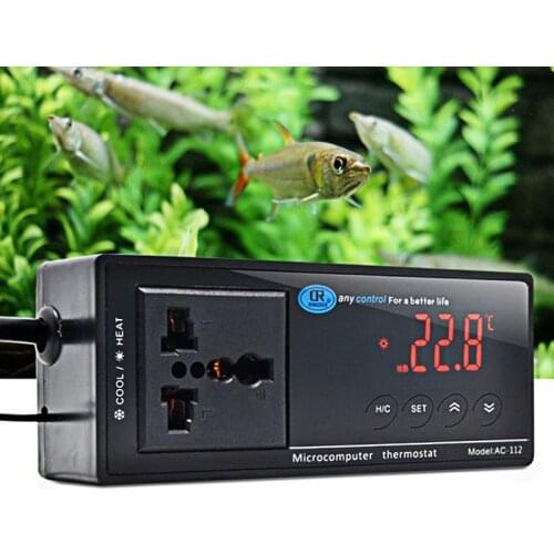 AC-112 12V 24V AC110-220V Probe line 20A Digital Temperature Control LED Display Thermostat With Heat/Cooling Control Instrument