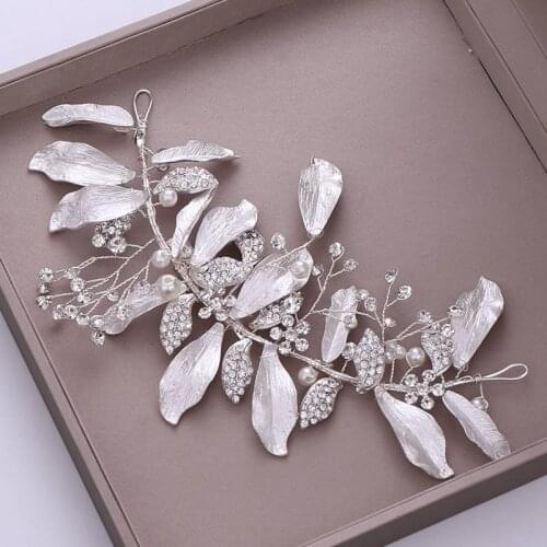 DIY Hair Accessories For Women Bride European and American Popular Leaf Crystal Headdress Wedding Dress Hairbands Headdress 2019