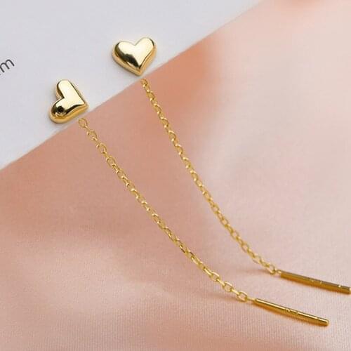 Long Tassel Heart Drop Earrings Gold Silver Color 2021 Korean Hanging Women Earrings Fashion Party Jewelry Gift Dropshipping