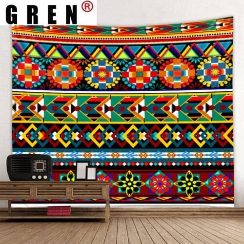GREN Geometry Mandala Bohemian Tapestry Hanging Covering Rugs Background Cloth Beach Mat Blanket Art Bedroom Living Home Decor