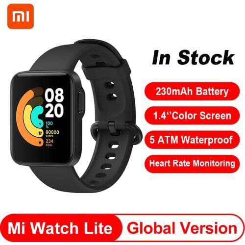 Global Xiaomi Mi Watch Lite 1.4'' TFT LCD Screen GPS Fitness Tracker 5ATM Waterproof Sports Heart Rate Monitor 230mAh Bracelet