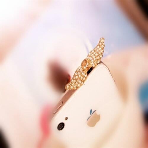 Exquisite Diamond Angel Wings Anti Dust Plug For Iphone6 6s For Samsung S6 For Xiaomi Meizu And All 3.5mm Earphone Jack Plug