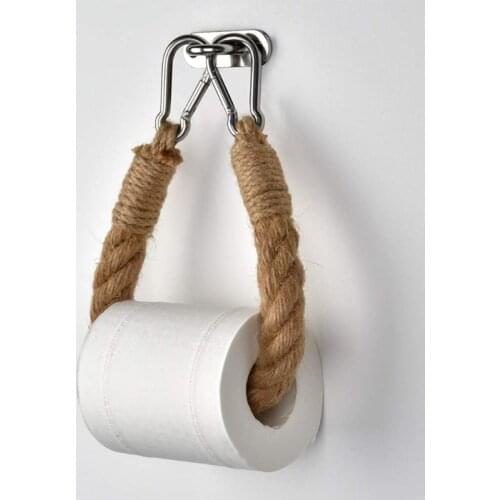 Wall-mounted paper roll holder stand Rack hemp rope stock form shelf support cradle Bracket toilet WC lavatory