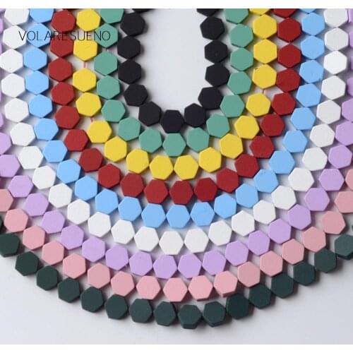 Natural Stone 13Color Hematite Matte Stone Rubber Hexagon Beads For Jewelry Making 6mm Spacer Loose Beads Diy Bracelet Strand15"
