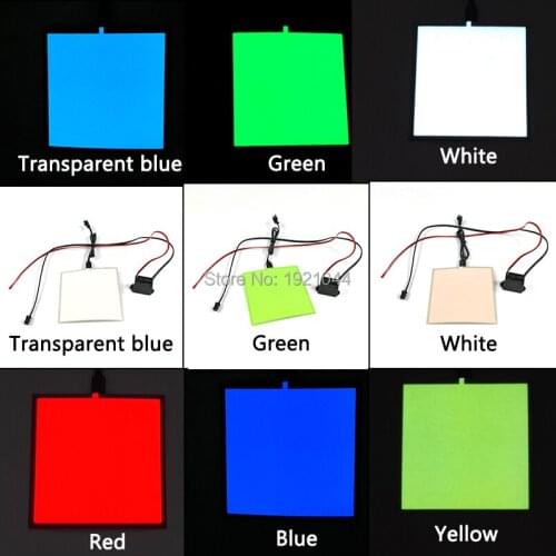 New design 10*10cm EL Panel/EL Sheet with DC-12V Inverter without Cigar for Car DIY Decoration 6 Colors Available