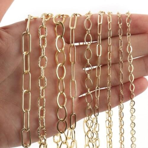 1 Meter Copper Oval Link Chain Paperclip Square Cable Necklace Bracelet Chains Findings For Jewelry Making Supplies Accessories