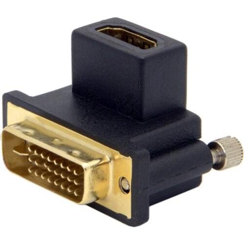 90 Degree Up & Down Angled DVI Male to HDMI-compatible Female Swivel Adapter for Computer & HDTV & Graphics Card