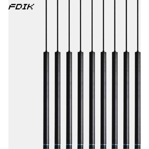 Dimmable LED Pendant Lamp Cord Pendant Lamps Island Dining Room Shop Bar Decoration Cylinder Pipe Pendant Lights Long Tube Lamp