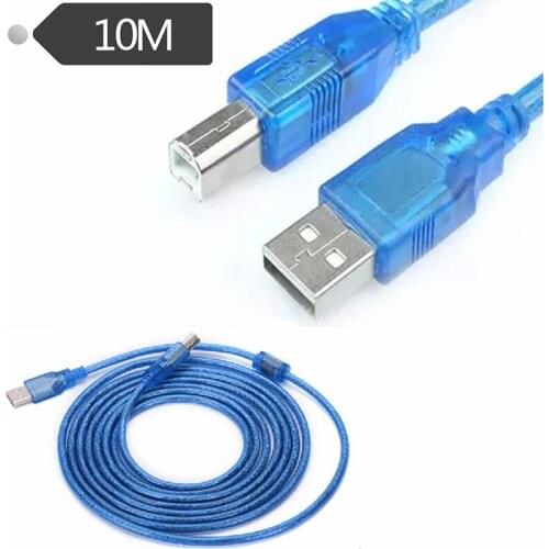 10m USB2.0 A Male to B Male Transparent Printer Scanner Cable