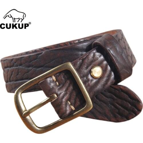 CUKUP Unique Design Cow Skin Belt for Men Top Quality Solid Mens Cowhide Leather Belts Jeans Accessories 3.8cm Width NCK1007