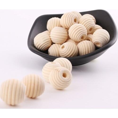 Lets Make DIY Crafts Tooth Care 15Pcs 18mm Thread Wood Beads DIY Kids Toys Spacer Beading Bead Baby Nursing Accessories Toys
