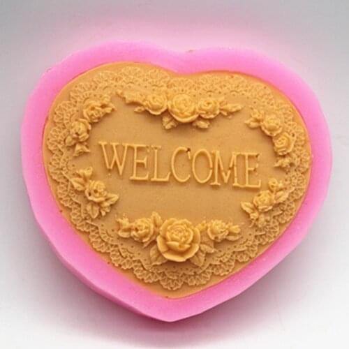 Silicone mold welcome letter flower heart shape handmade Fondant cake chocolate decoration mold clay craft mold