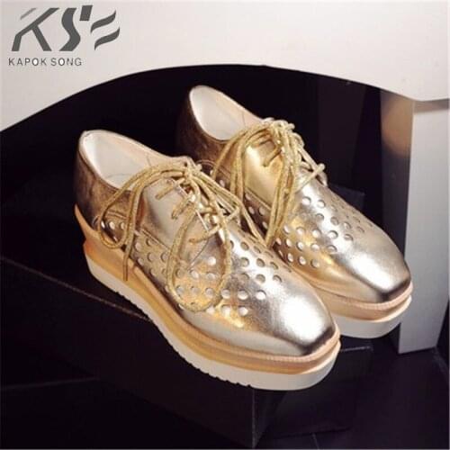 Spring Korean pine cake shoes womens head thick pine cake casual shoes full of empty shoes