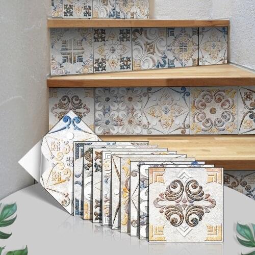 Vintage Gary Kitchen Adhesive Tiles Stair Sticker Waterproof 3d Room Decor Transfers Covers Refurbished Tables Baroque Art Mural