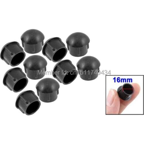 100 Pcs 16mm Diameter Black Plastic Floor Protective Caps Covers