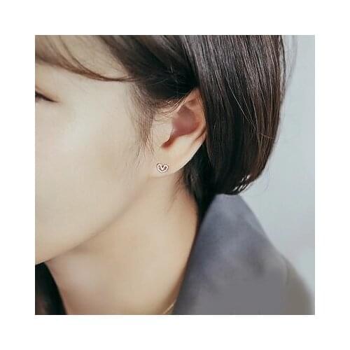 RETTI lovely Heart Stud Earrings For Women Fashion Girl Gift 925 Sterling Silver Jewelry allergy