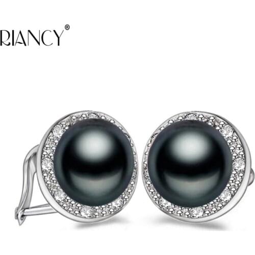 Fashion black natural freshwater pearl earring clip for women Statement Boho wedding pearl jewelry gift