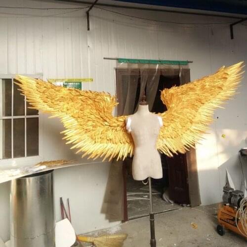 Gold Large Size Adult Angel Feather Wings Catwalk Underwear Fashion Show props Festival Performance Cosplay Costume