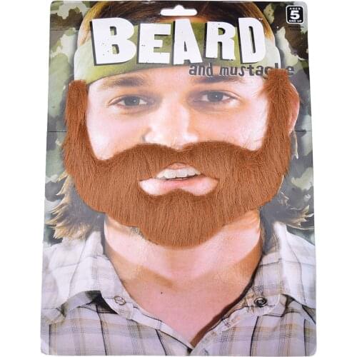 1Pcs Brown Halloween Beard Adult Men Fake Beard Mustache With Elastic Band Adult Gag Toys Festival Party Supplies
