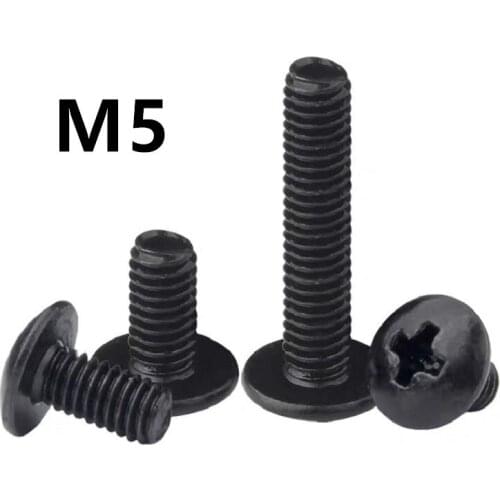 100PCS M5x8/10/12/14/16/20/25/30/50mm Crosss recessed mushroom screws TM Black 304 stainless steel Truss screw phillips screws