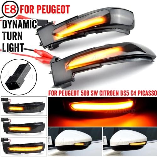 2pcs Amber For Peugeot 508 For Citroen C4 Picasso Aircross DS5 Car Side Mirror Light Indicator LED Dynamic Turn Signal Lamp