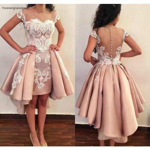 2019 Cheap Pink Cocktail Dress Cap Sleeves Lace Appliques Semi Club Wear Homecoming Graduation Party Gown Plus Size Custom Made