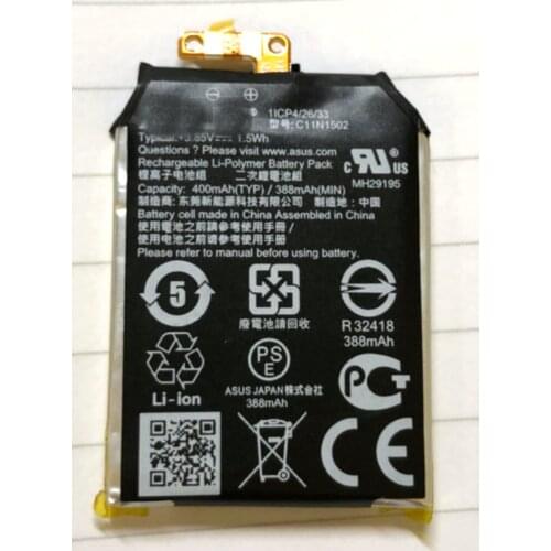 Size Battery 400mah Smart watch battery for Asus Zenwatch 2 WI501Q 0B200-01630000 C11N1502 C11N1540/1541batteries+tools