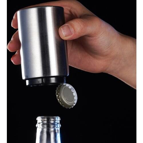 Automatic Beer Bottle Opener Magnet Beer Opener Stainless Steel Push Down Opener Wine Beer Soda Cap Opener Kitchen Accessories
