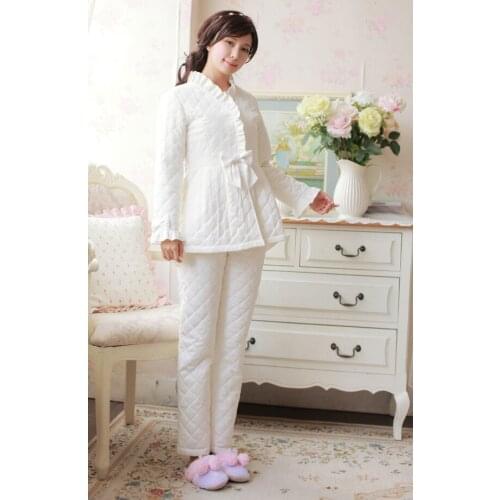 Free Shipping 100% Cotton Princess Womens Winter Sleepwear Pajamas Set Home Coth camisolas de dormir