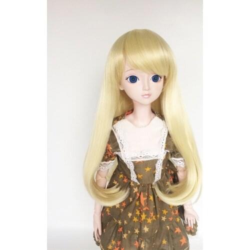BJD SD 1/3 1/4 1/6 wig doll high temperature doll hair fiber heat-resistant silk wig light gold trim fringe pear head doll wig