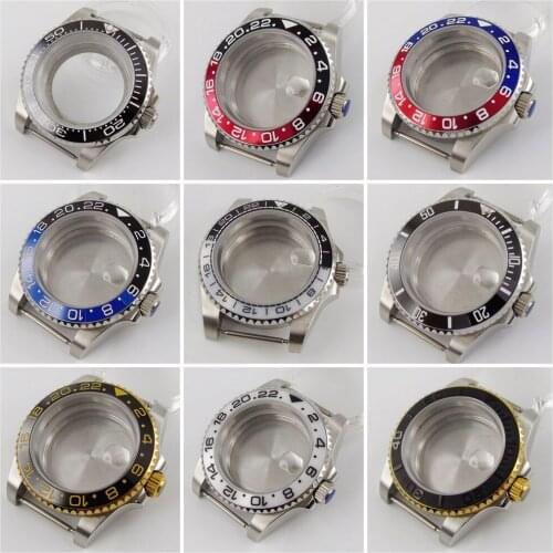 Bliger 40mm Watch Case Stainless Steel sapphire glass fit 2813 ETA2836 Miyota automatic movement ceramic bezel