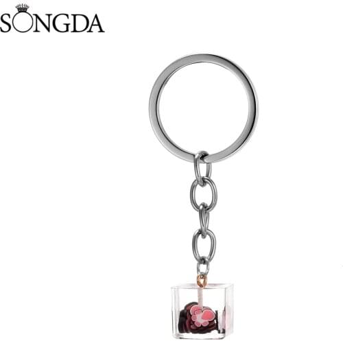 DIY Cute Small Ornament Keychain Acrylic Resin Simulation Car Key Holder Fashion Korean Jewelry Gift For Friends