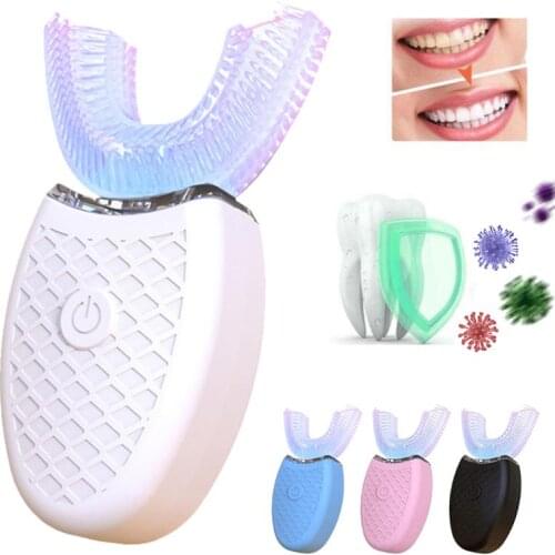 Silicone U Shaped Electric Toothbrush Automatic Ultrasonic Hands 360 Degrees Brush Whitening USB Rechargeable Teethbrush TSLM1