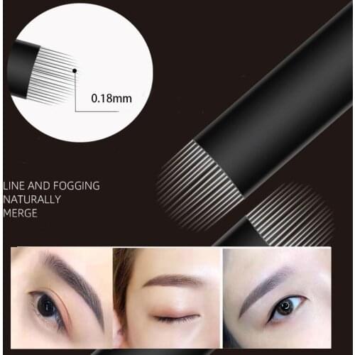 50pcs Black 0.18mm Microblading Tattoo Needles for Permanent Makeup Supplies Laminas Tebori Blades Manual Eyebrow Pen U 18