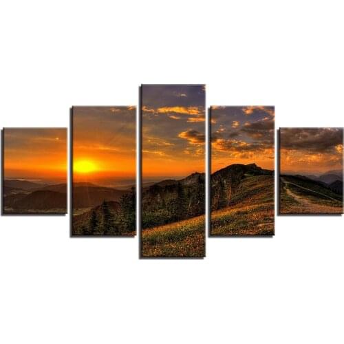 Canvas Art Painting Modular HD Printed Wall Pictures Home Decoration 5 Panels Sunset Landscape Unframed Living Room Poster