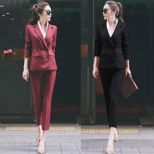 2 piece sets womens outfits spring and autumn fashion office OL professional self-cultivation temperament suit